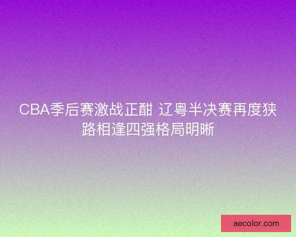 CBA季后赛激战正酣 辽粤半决赛再度狭路相逢四强格局明晰
